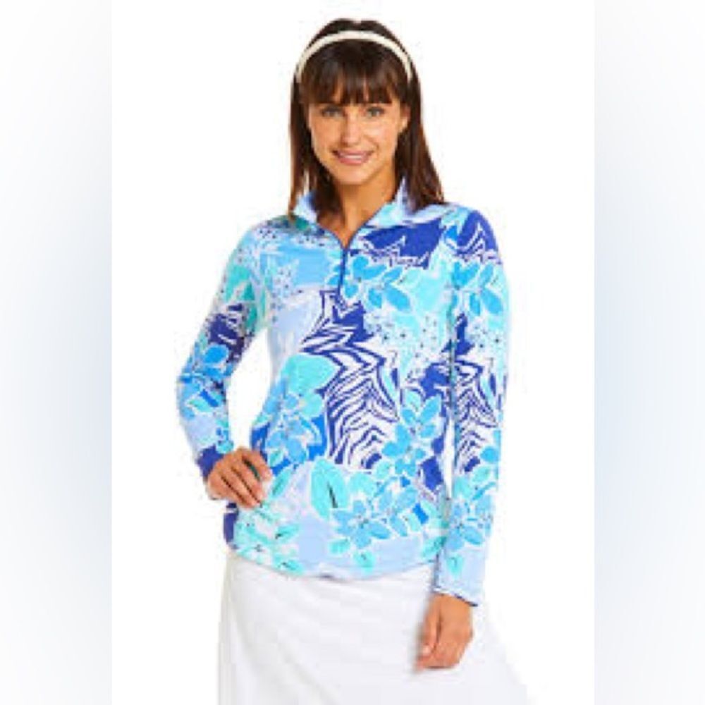 IBKUL Amelia Women's UPF 50+ Long Sleeve Mock Neck 1/4 Zip Shirt